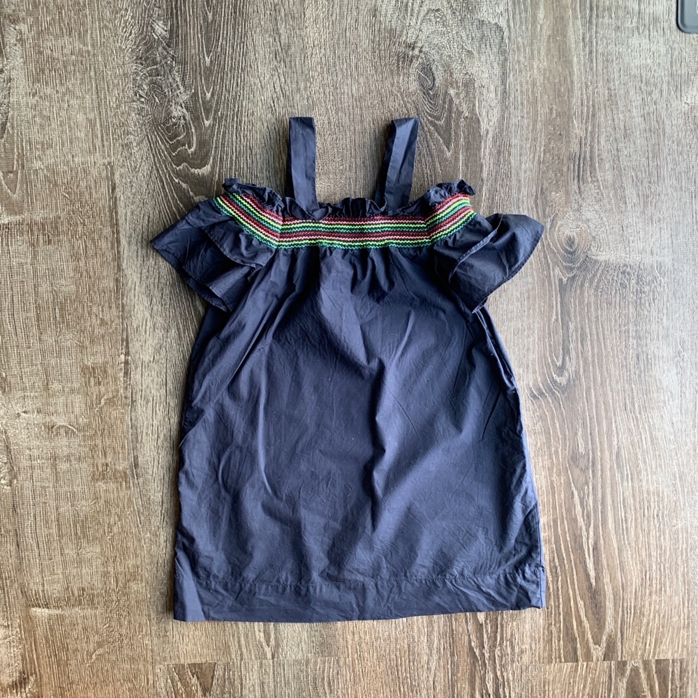 Crewcuts rainbow stitch cold shoulder dress